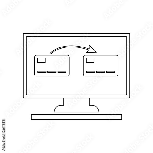 money transfer from the card on the monitor icon. Element of banking for mobile concept and web apps icon. Outline, thin line icon for website design and development, app