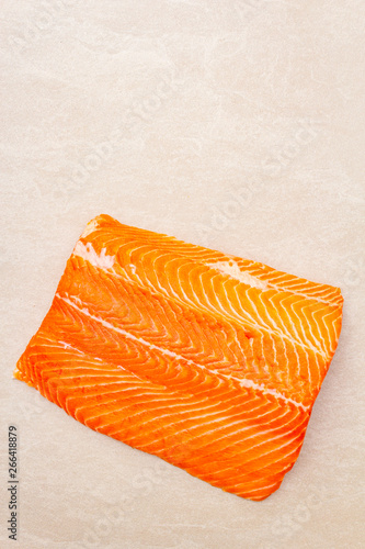Raw trout fillet (salmon).