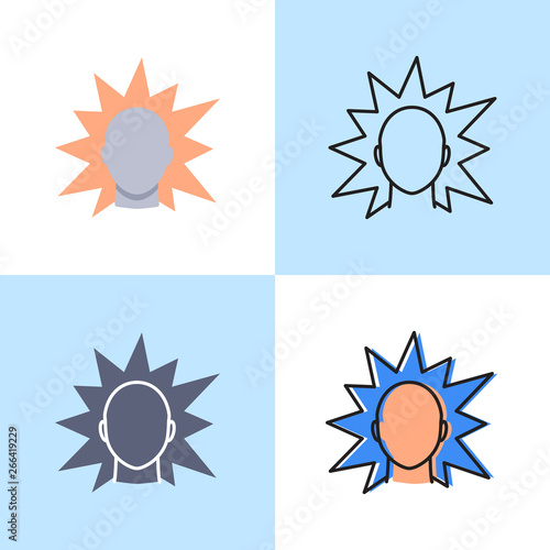 Irritation concept icon set in flat and line style