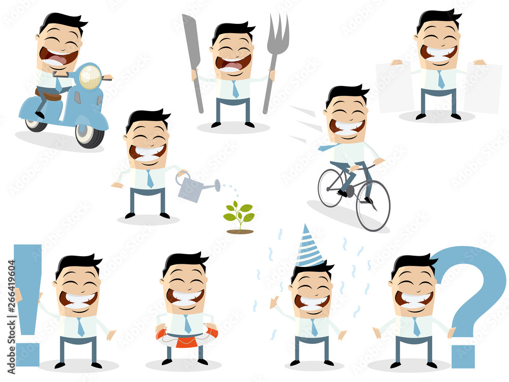funny cartoon collection of an asian businessman in various situations funny cartoon collection of an asian businessman in various situations