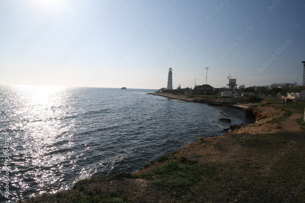Lighthouse on the Black sea, Atlesh, Crimea, Russia.