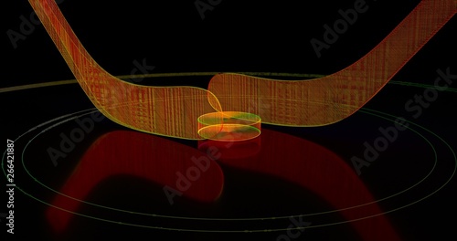 Holographic hockey background. Abstract sport image. Hockey network structure. Digital computer image. Generative picture. 3D illustration, 3D rendering