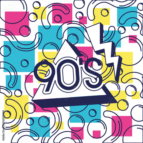 colorfull geometrics figures and lines ninetys pattern