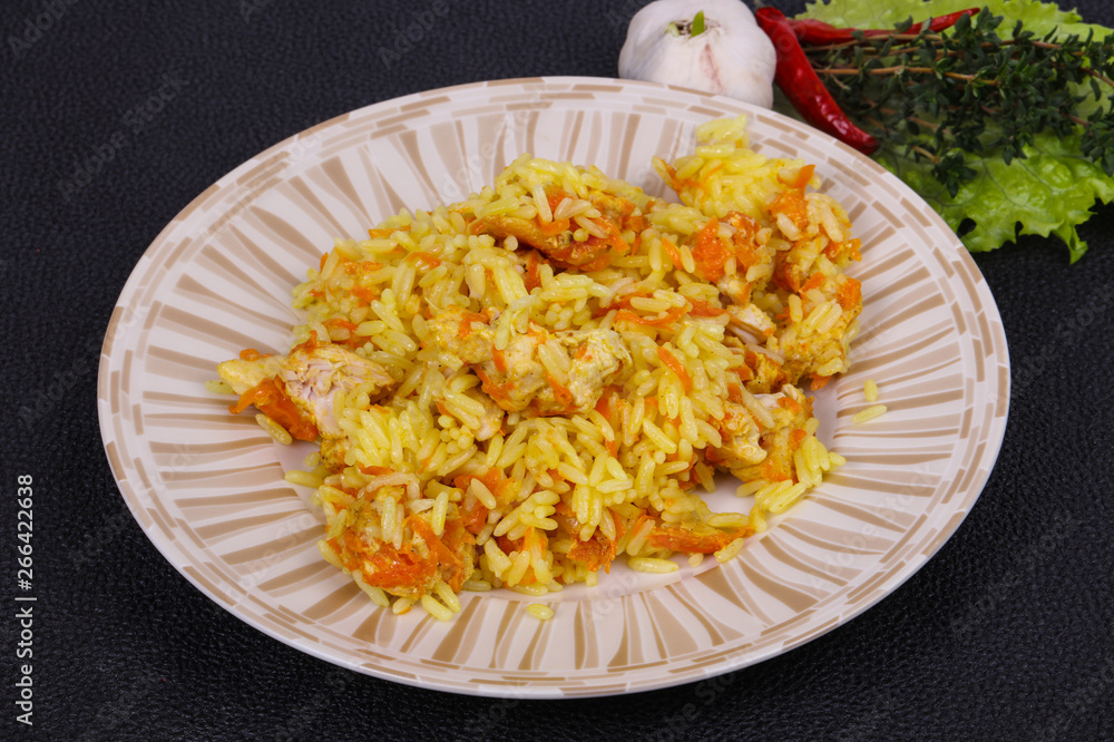 Traditional Pilaf with chicken and carrot Traditional Pilaf with chicken and carrot