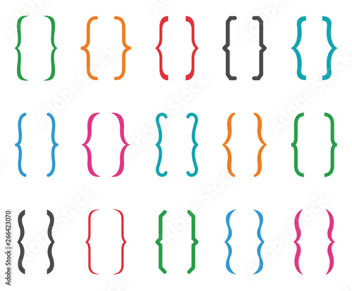 Different colored brackets set. Vector
