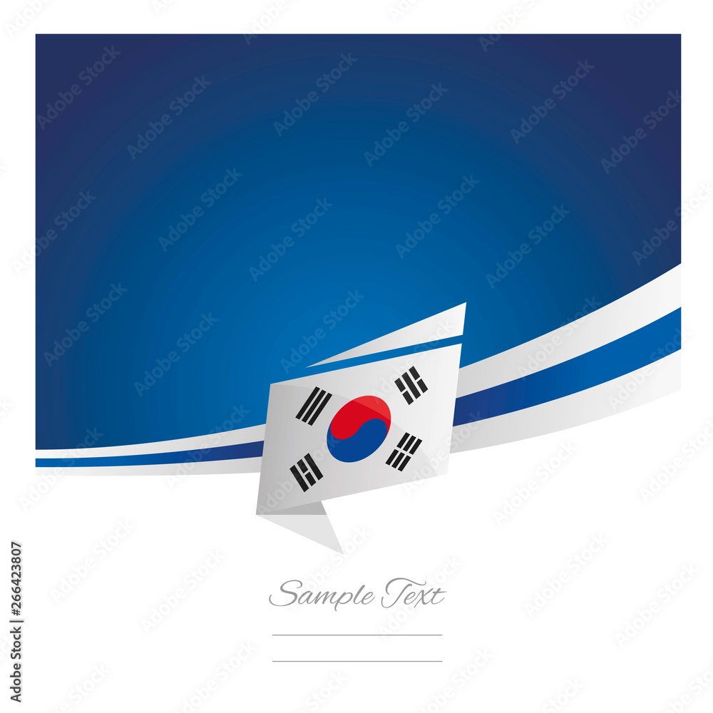 New abstract South Korea flag ribbon origami blue background vector
