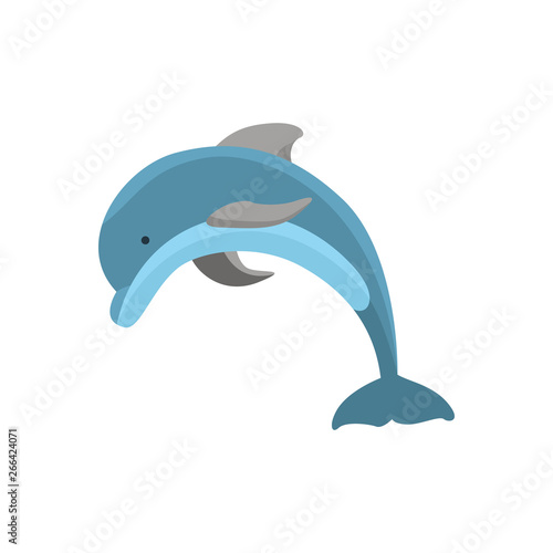 Cartoon Character Funny Dolphin on a White. Vector