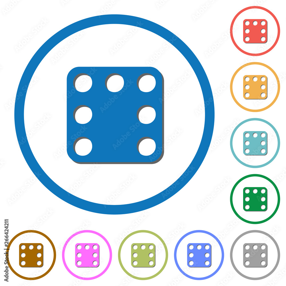 Domino seven icons with shadows and outlines Domino seven icons with shadows and outlines