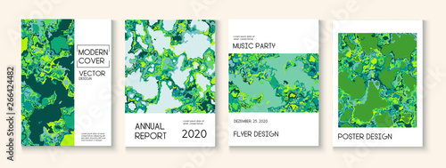Fluid Paint, Clay Texture Vector Cover Layout. Trendy Magazine, Music Poster Template. Modern Earth Day Ecology Poster
