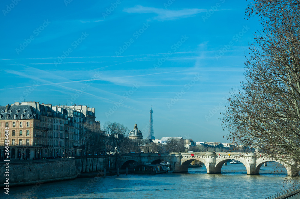 Vista de la ciudad de París desde algún puente alrededor Del Río Sena