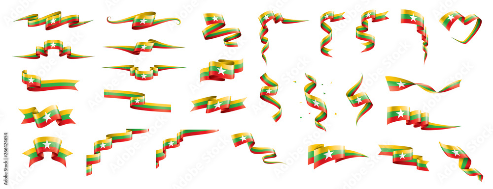 Myanmar flag, vector illustration on a white background Myanmar flag, vector illustration on a white background