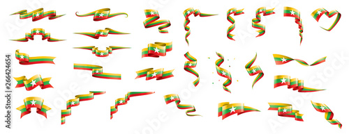 Fototapeta Naklejka Na Ścianę i Meble -  Myanmar flag, vector illustration on a white background