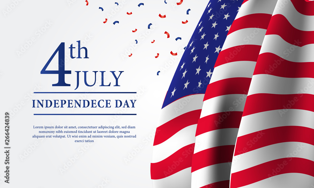 Obraz premium 4th july american independence day flyer template with flag