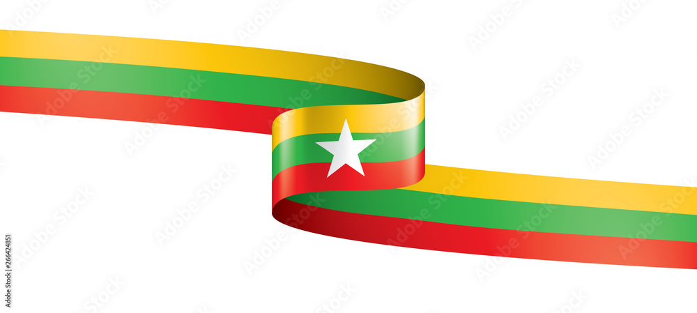 Myanmar flag, vector illustration on a white background Myanmar flag, vector illustration on a white background