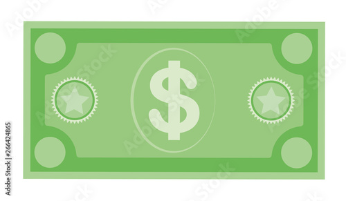Dollar currency banknote icon, stock vector illustration. Dollar currency icon in flat style. Money cash.