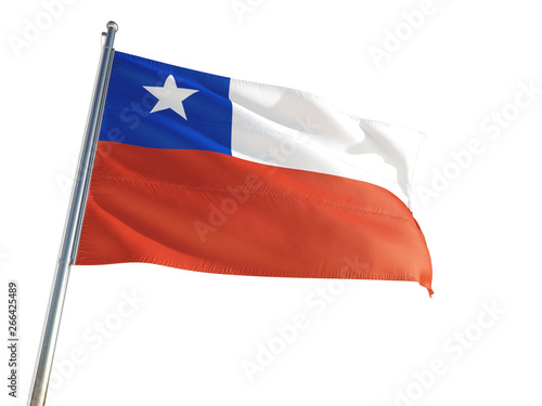 Free Download Chile National Flag waving in the wind, isolated white background. High Definition - GFXLoad
