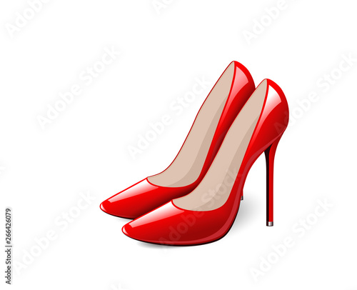 Red high heels, Woman shoes, fashion, elegance, Vector illustration isolated on white background 