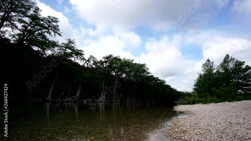 beautiful garner state park in texas landscape timelapse with trees, water, and blue skies