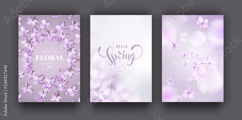 Floral spring background with purple lilac flowers