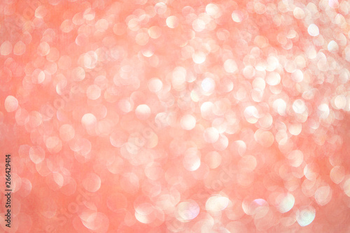 Vászonkép Bokeh blurred light pink coral party background, Christmas and New Year holidays background