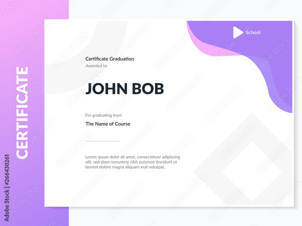 Certificate of appreciation template design. Elegant business diploma layout for training graduation or course completion. Certificate template. Award diploma design blank.