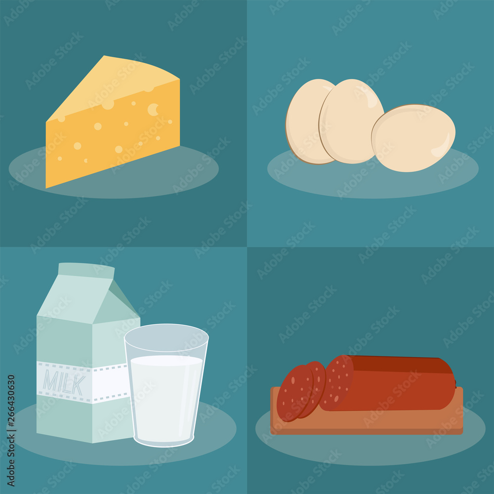 vector flek icons with food vector flek icons with food