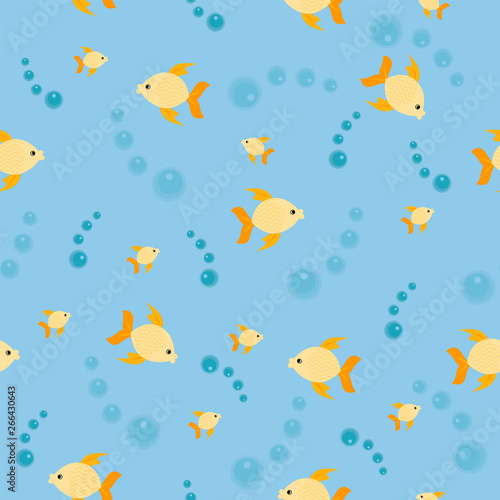 marine seamless pattern with yellow fish