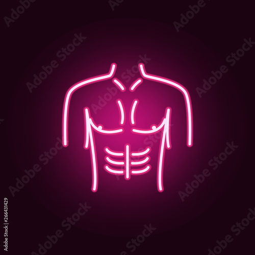 male breasts neon icon. Elements of body parts set. Simple icon for websites, web design, mobile app, info graphics