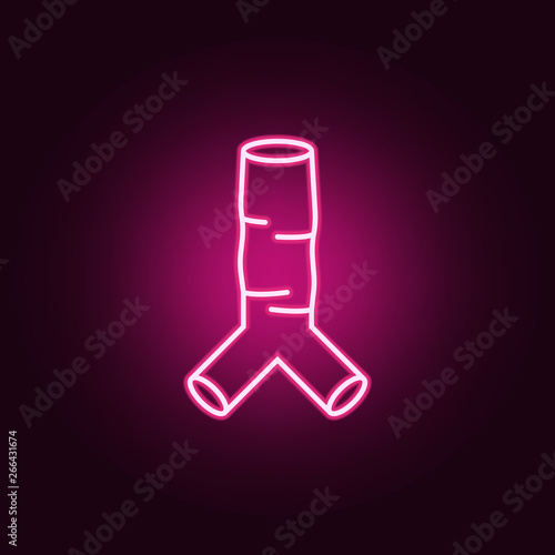 Human trachea neon icon. Elements of body parts set. Simple icon for websites, web design, mobile app, info graphics