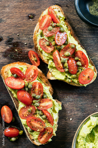 Avocado Toast with Cherry Tomato and Caper Salsa photo