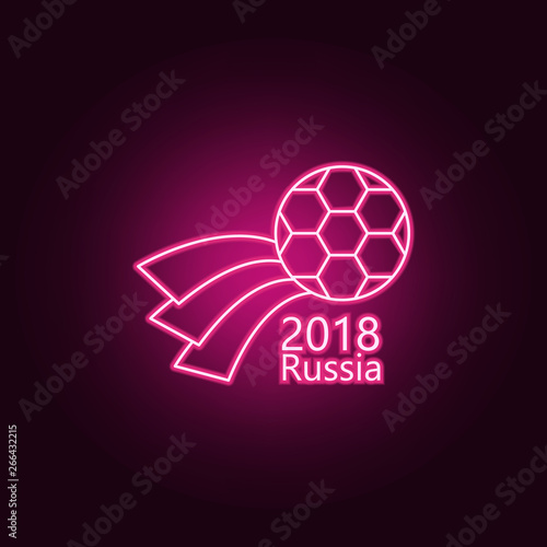 Soccer logo flag neon icon. Elements of Championship 2018 set. Simple icon for websites, web design, mobile app, info graphics
