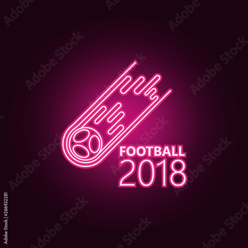 flying ball 2018 neon icon. Elements of Championship 2018 set. Simple icon for websites, web design, mobile app, info graphics
