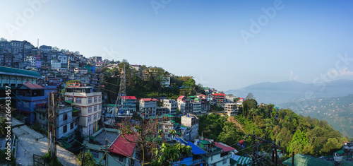Gangtok mountain villages with sunlight in the morning that view from Paljor ...