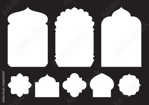 Set of oriental style windows and arches photo