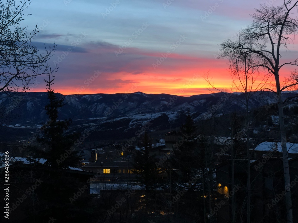Sunrise over Snowmass Village, Colorado, USA