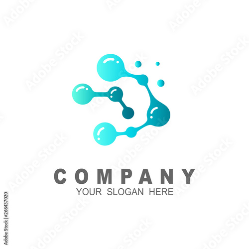 Molecule initial letter d logo design, DNA logo