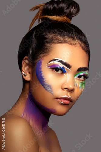 Asian woman face paint beauty make up