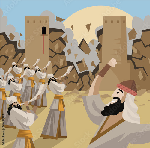 jericho walls falling with the horns noise