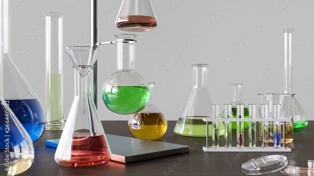 Laboratory Equipment and Glassware 3D Rendering Laboratory Equipment and Glassware 3D Rendering