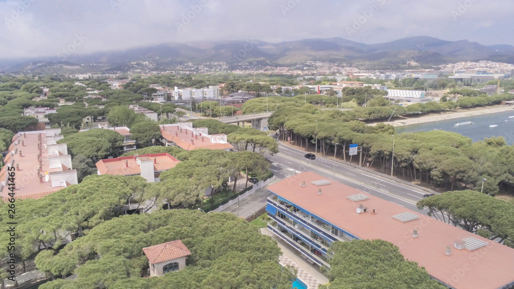 Barcelona. Aerial  view in of Castelldefels. Catalonia.Spain. Drone Photo