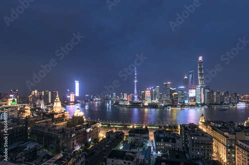 Shanghai skyline and cityscape at night 