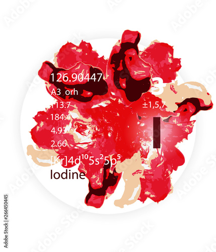 Iodine icon - Watercolor paint - Badge style