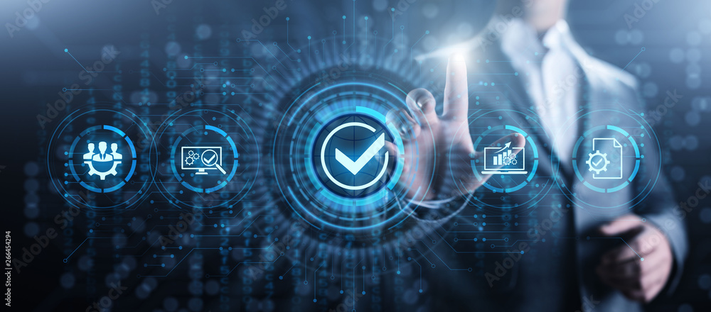 Quality standards ISO assurance control business technology concept. Quality standards ISO assurance control business technology concept.