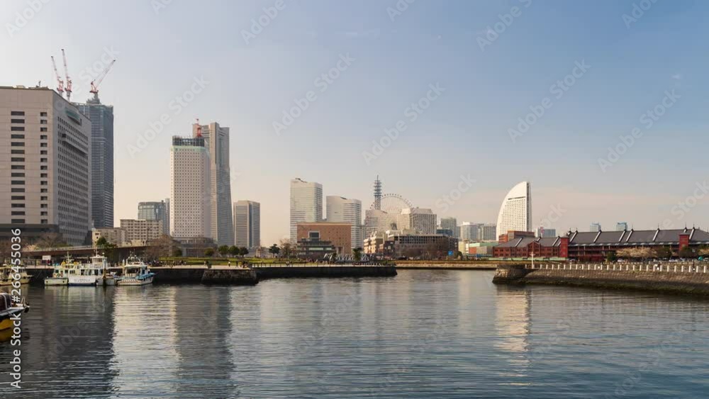 time lapse of port in Yokohama bay, Japan time lapse of port in Yokohama bay, Japan