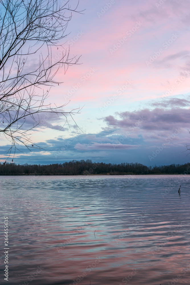 sunset over the river