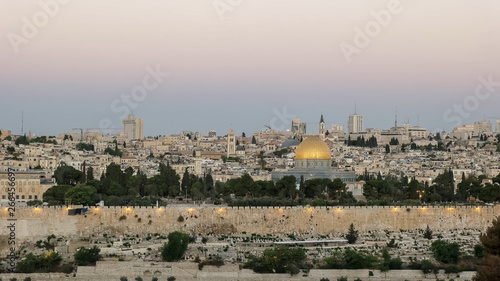 shot of dome of the rock at dawn in jerusalem