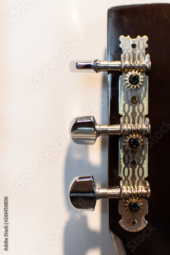 Acoustic guitar headstock closeup  with capstans photo