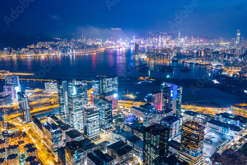 Top view of city of Hong Kong at night