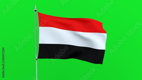 Flag of the country    Yemen on green background. 3D rendering