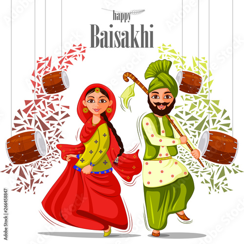 vector illustration of Greetings background for Punjabi New Year festival Vaisakhi celebrated in Punjab India